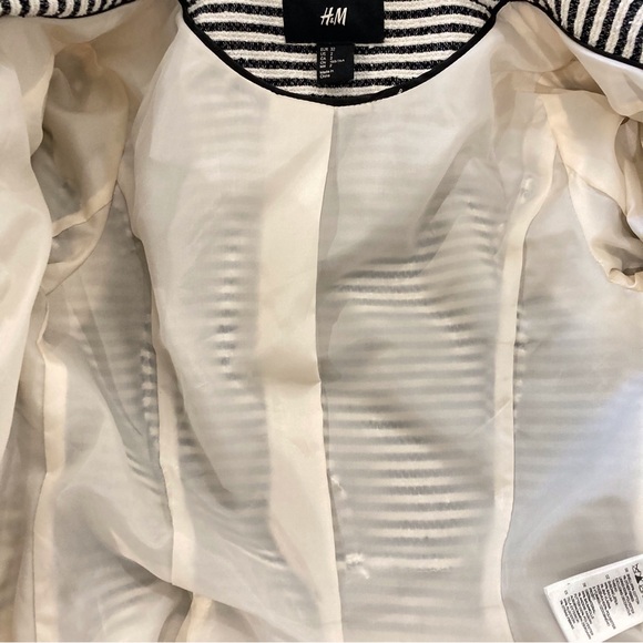 H&M jacket black and white gold metallic striped fitted zip-front blazer - Picture 15 of 16